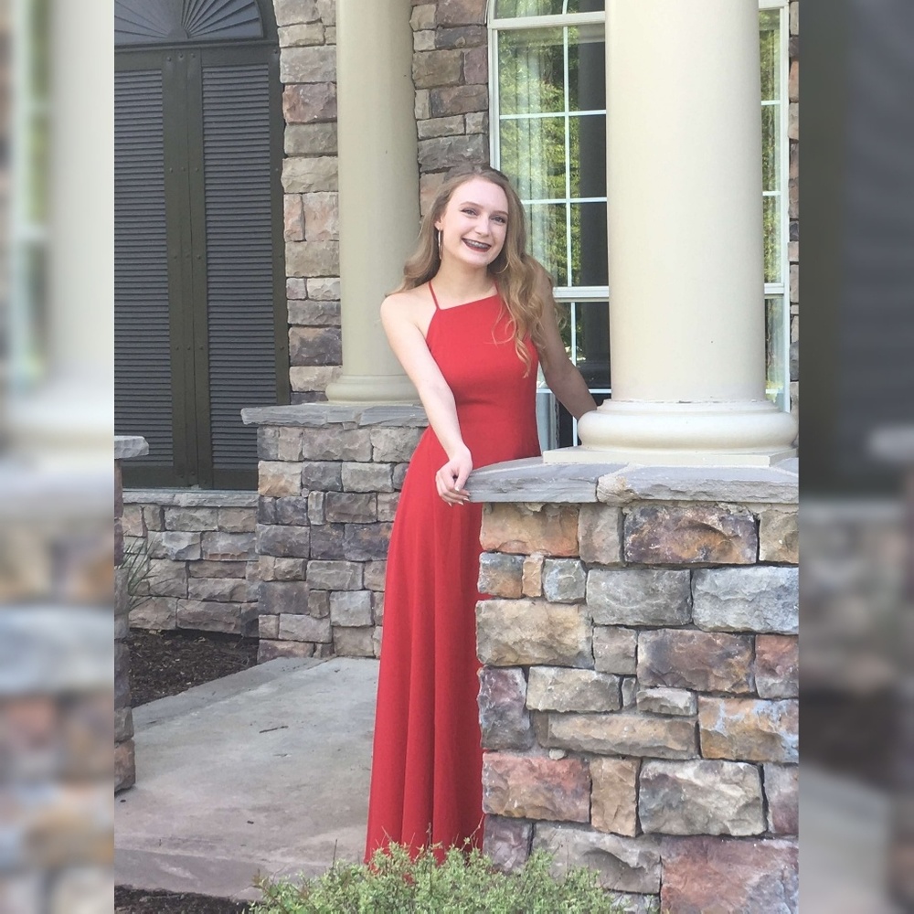 Lulus Long Red Backless Prom Dress